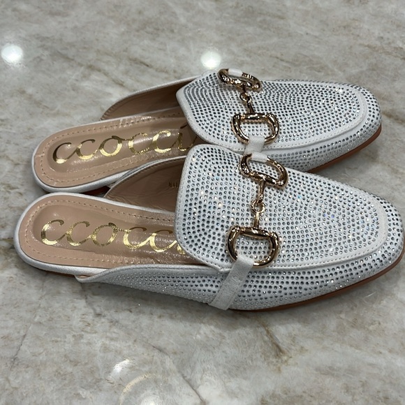 CCOCCI White Mila Bedazzled Mules Rhinestone Slip-Ons | Size‎ 7 - Picture 7 of 11